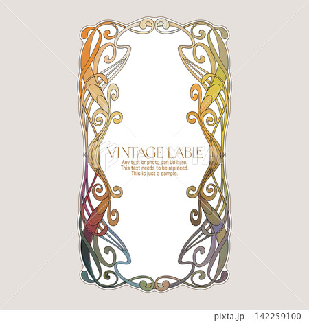 Elegant Art Nouveau frames with swirling floral motifs Elegant Art Nouveau frames with swirling floral motifs 142259100