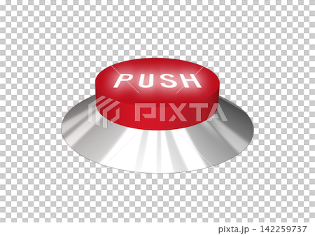 3D illustration of a red push button | Simple icon representing confirmation, start, and emergency operation 3D illustration of a red push button | Simple icon representing confirmation, start, and emergency operation 142259737
