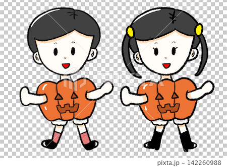 萬聖節服裝兒童插圖 萬聖節服裝兒童插圖 142260988
