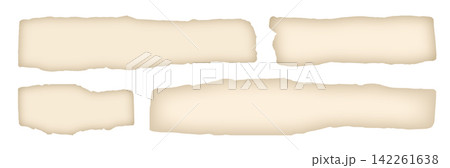 Beige Torn Paper Pieces Set with Vintage Texture and Realistic Ripped Edges Vector Beige Torn Paper Pieces Set with Vintage Texture and Realistic Ripped Edges Vector 142261638