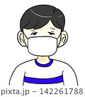 風邪をひいた男性のイラスト 142261788