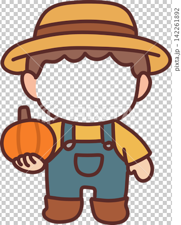 Farmer Character with Pumpkin Farmer Character with Pumpkin 142261892