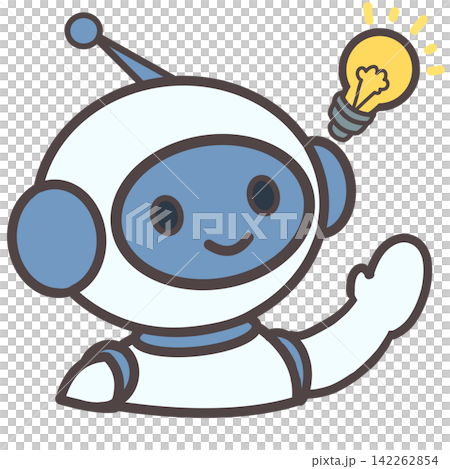 Inspirational AI robot (light bulb icon) Inspirational AI robot (light bulb icon) 142262854