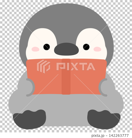 A penguin reading a book, a vector illustration for autumn reading. A penguin reading a book, a vector illustration for autumn reading. 142263777