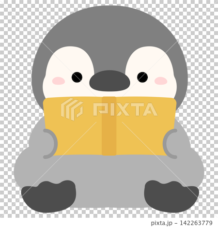 A cute illustration of a penguin reading a book, perfect for autumn reading. 142263779