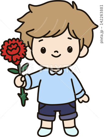 Boy Holding Carnation Flower 142263881