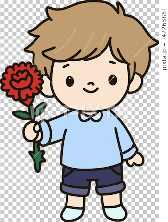 Boy Holding Carnation Flower Boy Holding Carnation Flower 142263881