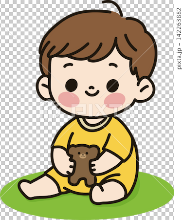 Baby Sitting with Teddy Bear 142263882