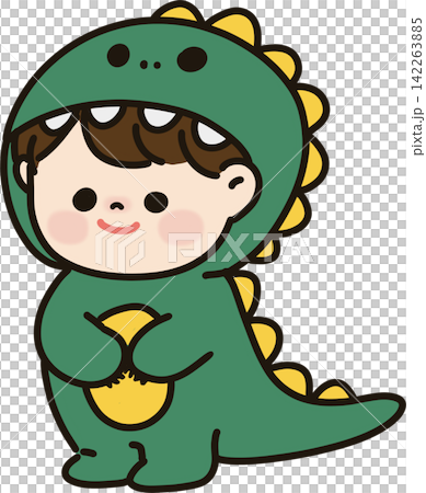 Child in Green Dinosaur Costume Child in Green Dinosaur Costume 142263885
