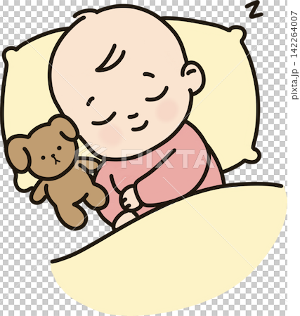 Baby Sleeping with Teddy Bear Baby Sleeping with Teddy Bear 142264007