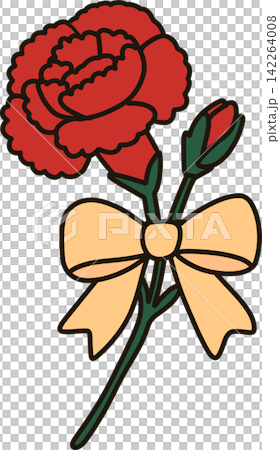 Red Carnation with Ribbon Bow Red Carnation with Ribbon Bow 142264008