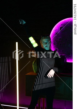Bright glowing illusions. Illusions with spinning luminous orbs Bright glowing illusions. Illusions with spinning luminous orbs 142264791