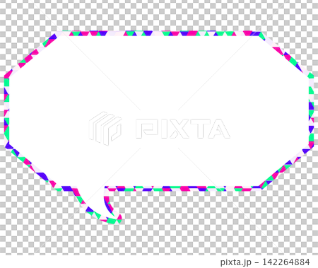 Stained glass style speech bubble, triangular pattern, elongated octagon Stained glass style speech bubble, triangular pattern, elongated octagon 142264884