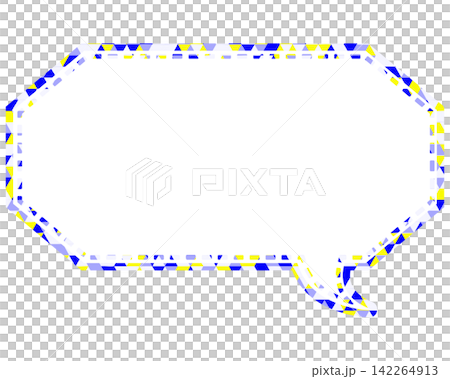 Stained glass style speech bubble, triangular pattern, elongated octagon Stained glass style speech bubble, triangular pattern, elongated octagon 142264913