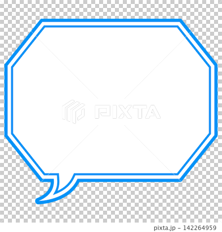 Simple color line speech bubble - octagonal shape with corners Simple color line speech bubble - octagonal shape with corners 142264959