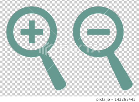 Magnifying glass with positive and negative indicators (green) 142265443