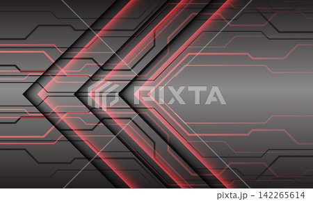 Abstract grey metallic black cyber lines red arrow light technology futuristic design modern background vector illustration. 142265614