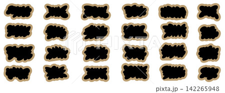 Cloud shape set with rough black centers and irregular torn paper outlines. Beige cloud borders form layered shape stickers with hand drawn edges. Bold vector element collection for scrapbook design Cloud shape set with rough black centers and irregular torn paper outlines. Beige cloud borders form layered shape stickers with hand drawn edges. Bold vector element collection for scrapbook design 142265948