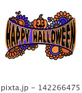 ポップなハロウィンモチーフのイラスト 142266475