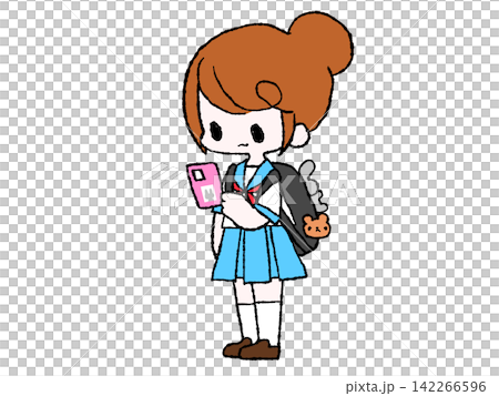 Female student operating a smartphone Female student operating a smartphone 142266596