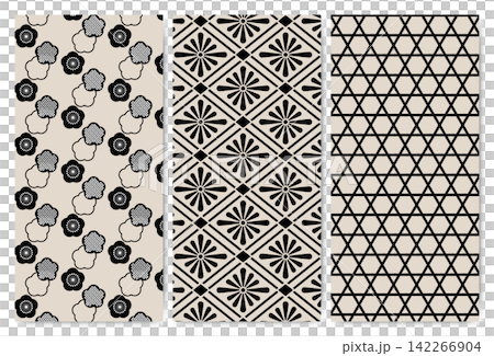 A set of materials featuring traditional Japanese patterns. Includes plum blossoms and dappled patterns, sashes with chrysanthemum diamonds, and basket weave patterns. A set of materials featuring traditional Japanese patterns. Includes plum blossoms and dappled patterns, sashes with chrysanthemum diamonds, and basket weave patterns. 142266904