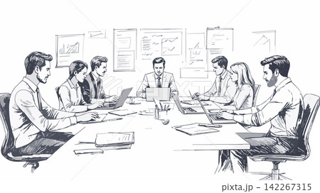 Business team collaborating on project in meeting room 142267315