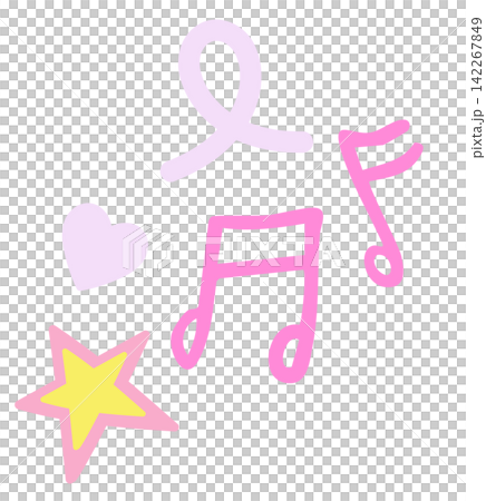Hand drawn music melody, star and heart for message, mood, shirt print, office workers, feelings, expression, emotion, people, human, sticker, tattoo, weekends, holidays, leisure, hobby, relaxed time 142267849