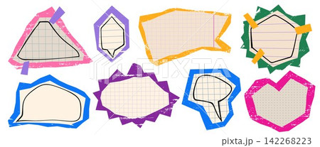 Color stickers with ripped notebook textures Color stickers with ripped notebook textures 142268223