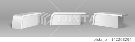 Realistic white counters for trade show booth Realistic white counters for trade show booth 142268294