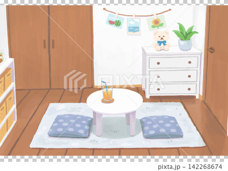 A room redecorated for summer. 142268674