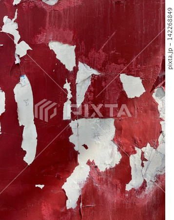Peeling Red and White Paint Texture on Weathered Wall Peeling Red and White Paint Texture on Weathered Wall 142268849