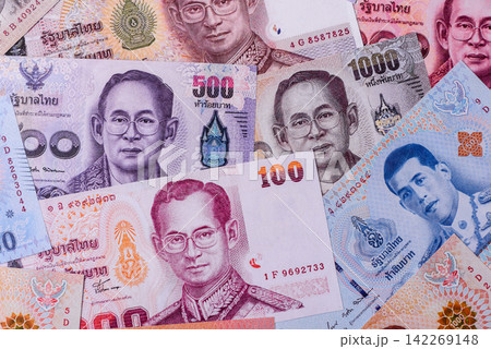 Thailand, Thai paper banknotes baht for settlements and financial transactions 142269148