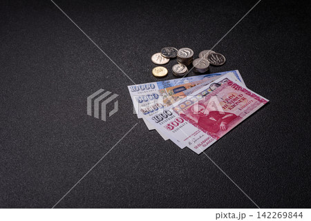 Iceland, Icelandic paper banknotes krona for settlements and financial transactions. Icelandic krona Iceland, Icelandic paper banknotes krona for settlements and financial transactions. Icelandic krona 142269844