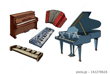 Vector drawing of keyboard instruments 142270628