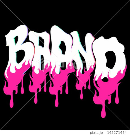 Abstract Graffiti Style "BRAND" Text Typography Vector Illustration with Pink Drips on Black Background Abstract Graffiti Style "BRAND" Text Typography Vector Illustration with Pink Drips on Black Background 142271454