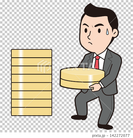 一位正在存錢的男商人 142272077