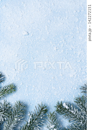 Christmas Fir Branch Border Snow Background Christmas Fir Branch Border Snow Background 142272151