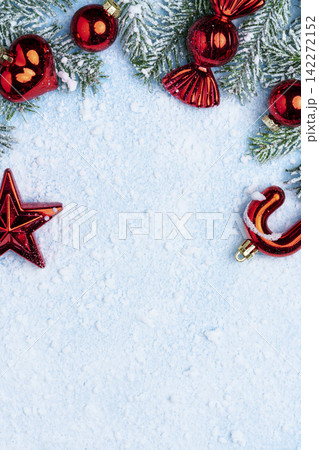 Christmas Fir Branch Snow Copy Space 142272152