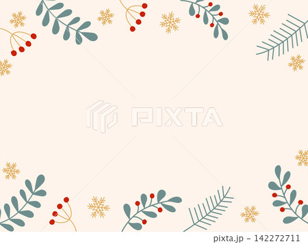 北欧風クリスマスのフレームのイラスト素材 142272711