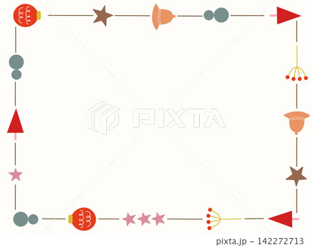 北欧風クリスマスのフレームのイラスト素材 北欧風クリスマスのフレームのイラスト素材 142272713