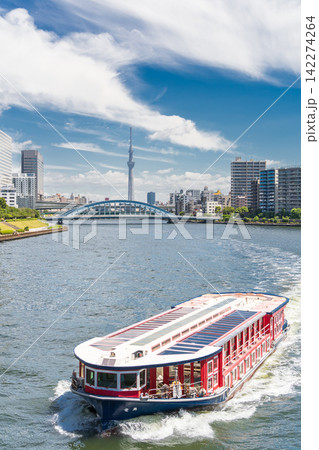 「東京都」東京スカイツリーと永代橋の風景 中央区 「東京都」東京スカイツリーと永代橋の風景 中央区 142274264