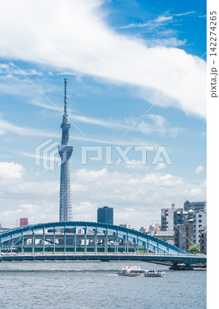 「東京都」東京スカイツリーと永代橋の風景 中央区 「東京都」東京スカイツリーと永代橋の風景 中央区 142274265