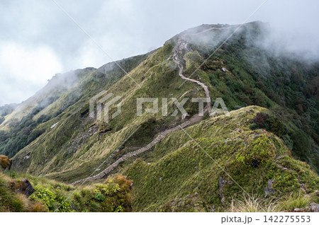 Fog covered the landscape on the way to Mardi Himal base camp in Nepal. Mardi Himal Trek is an extremely beautiful destination in the Annapurna region. 142275553