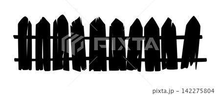 Halloween creepy graveyard wooden fence barrier silhouette. Halloween creepy graveyard palisade or border vector silhouette. Spooky wooden barrier or horror holiday scary fence with old planks Halloween creepy graveyard wooden fence barrier silhouette. Halloween creepy graveyard palisade or border vector silhouette. Spooky wooden barrier or horror holiday scary fence with old planks 142275804