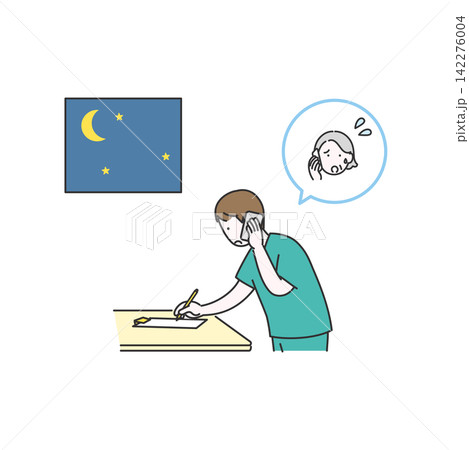 救急の電話対応を行う医療スタッフのイメージイラスト 救急の電話対応を行う医療スタッフのイメージイラスト 142276004