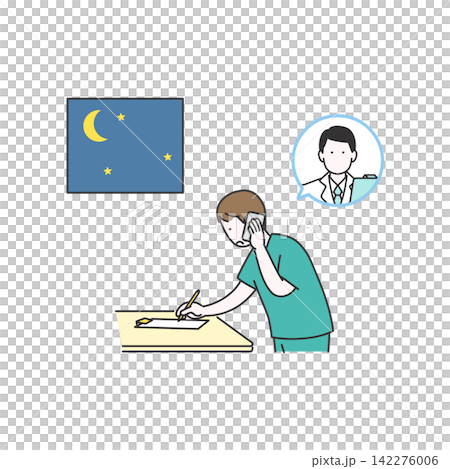 医師へ相談する医療従事者のイラストのイメージイラスト 医師へ相談する医療従事者のイラストのイメージイラスト 142276006
