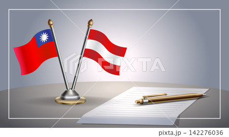 Small national flag of Taiwan and Austria flag Relation, Template Vector Illustration 142276036