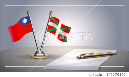 Small national flag of Taiwan and Basque lands flag Relation, Template Vector Illustration Small national flag of Taiwan and Basque lands flag Relation, Template Vector Illustration 142276162