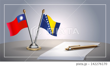 Small national flag of Taiwan and Bosnia and Herzegovina flag Relation, Template Vector Illustration Small national flag of Taiwan and Bosnia and Herzegovina flag Relation, Template Vector Illustration 142276170