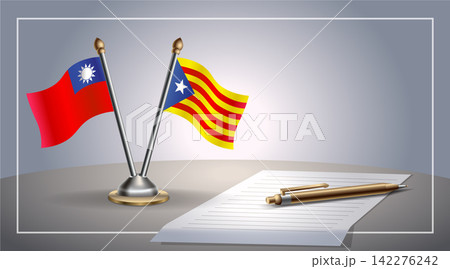 Small national flag of Taiwan and Catalonia flag Relation, Template Vector Illustration Small national flag of Taiwan and Catalonia flag Relation, Template Vector Illustration 142276242